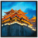 Leuchtender Tempel in China auf Leinwandbild Quadratisch gerahmt Größe 70x70
