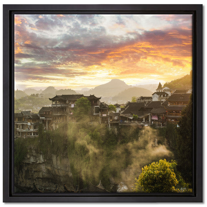 Gigantisches Dorf in China auf Leinwandbild Quadratisch gerahmt Größe 40x40
