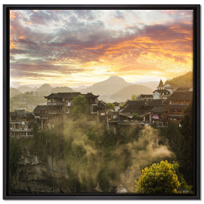 Gigantisches Dorf in China auf Leinwandbild Quadratisch gerahmt Größe 70x70