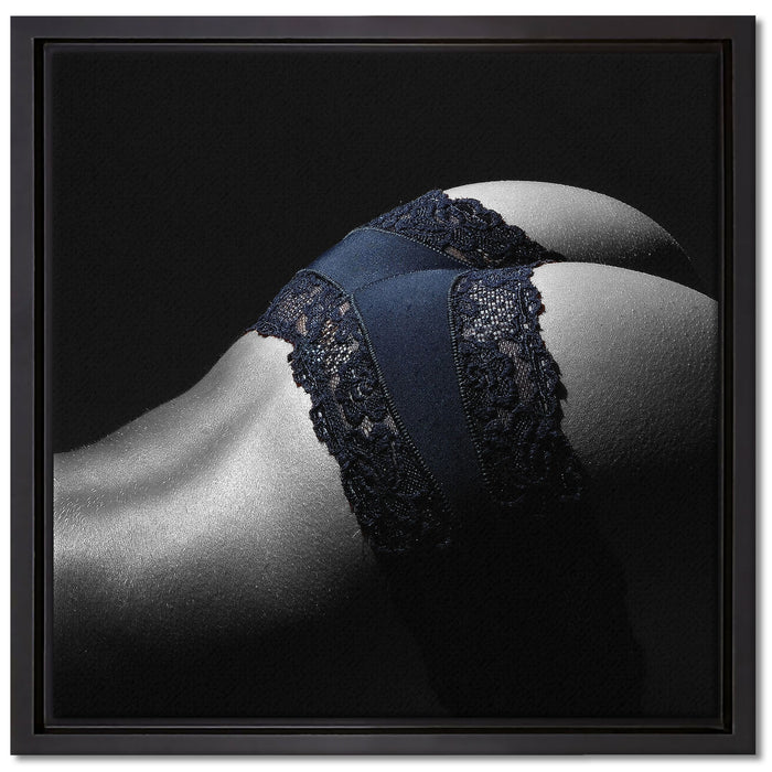 Heißer Frauenpo in sexy Dessous auf Leinwandbild Quadratisch gerahmt Größe 40x40