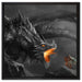 Kampf zwischen Mensch und Drache auf Leinwandbild Quadratisch gerahmt Größe 60x60
