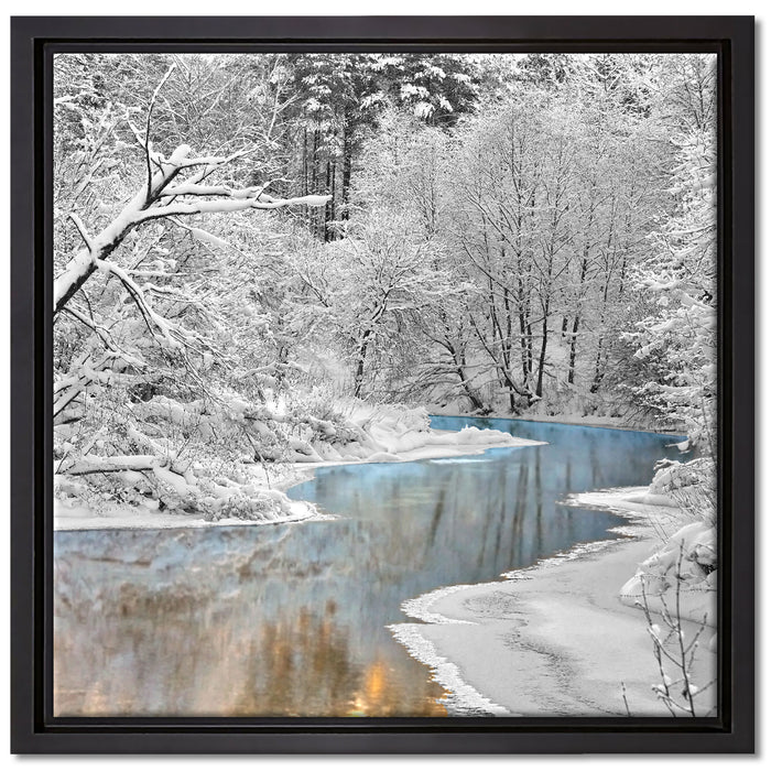 Atemberaubende Winterlandschaft auf Leinwandbild Quadratisch gerahmt Größe 40x40