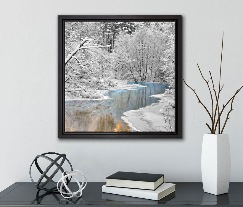 Atemberaubende Winterlandschaft  auf Leinwandbild Quadratisch gerahmt mit Kirschblüten