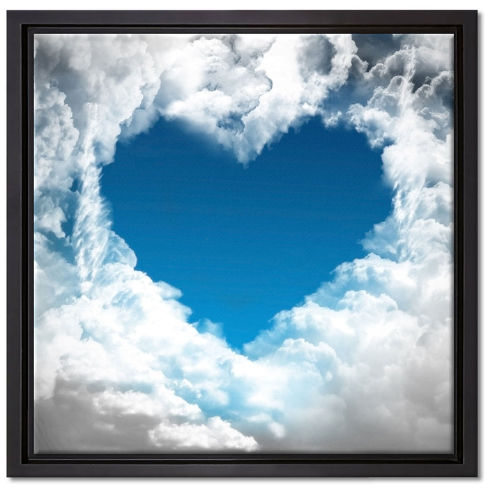 Romantisches Herz in den Wolken auf Leinwandbild Quadratisch gerahmt Größe 40x40