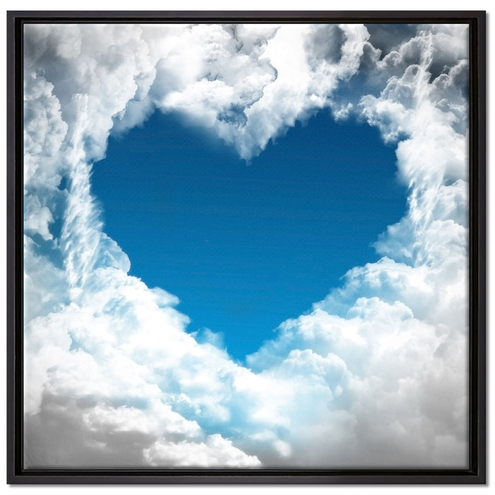 Romantisches Herz in den Wolken auf Leinwandbild Quadratisch gerahmt Größe 70x70