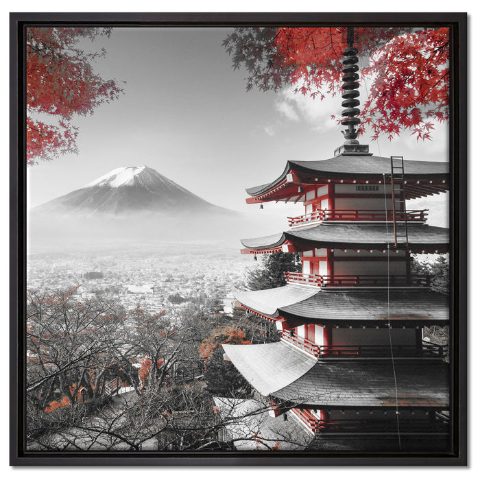 Japanischer Tempel im Herbst auf Leinwandbild Quadratisch gerahmt Größe 60x60