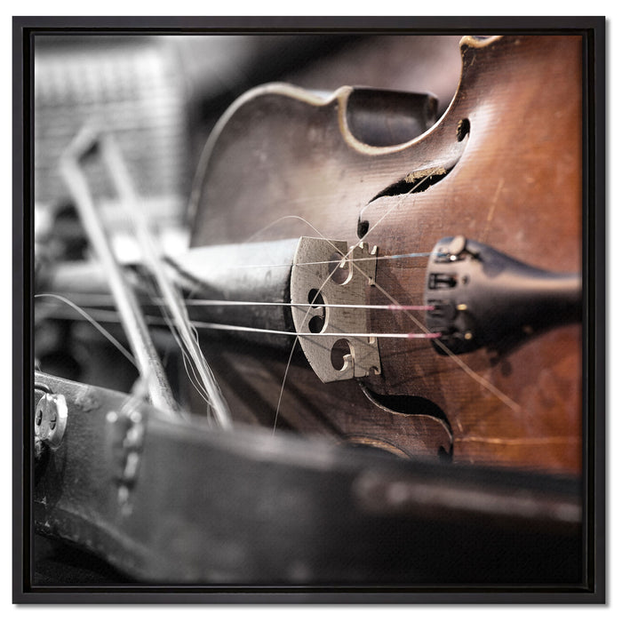 Alte Violine auf Leinwandbild Quadratisch gerahmt Größe 60x60