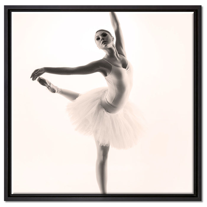Ästhetische Ballerina auf Leinwandbild Quadratisch gerahmt Größe 60x60