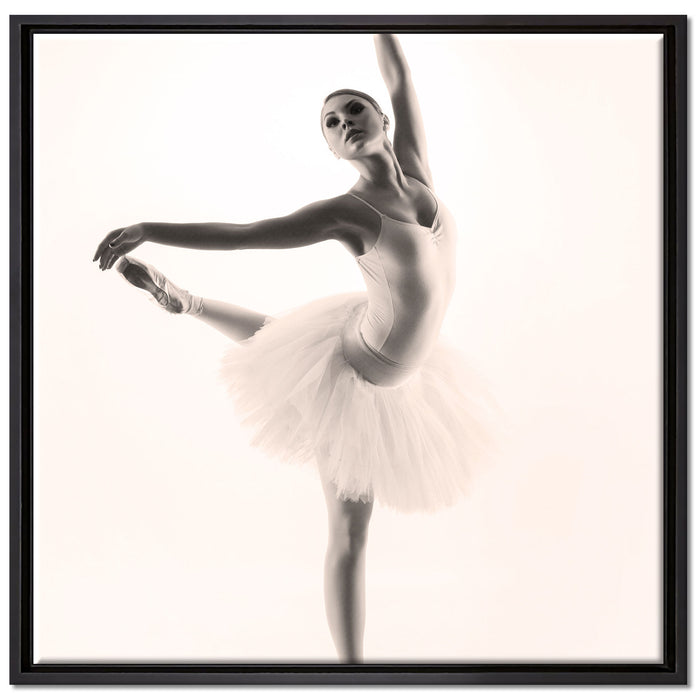 Ästhetische Ballerina auf Leinwandbild Quadratisch gerahmt Größe 70x70