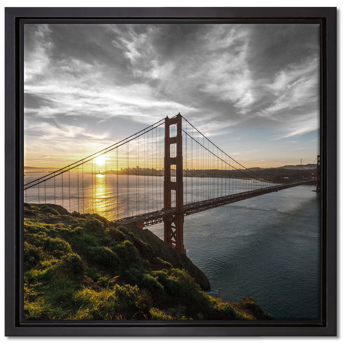 Golden Gate Bridge auf Leinwandbild Quadratisch gerahmt Größe 40x40