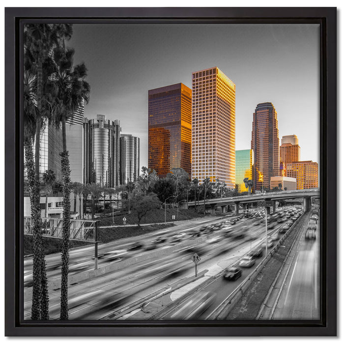 Straßenverkehr in Los Angeles auf Leinwandbild Quadratisch gerahmt Größe 40x40