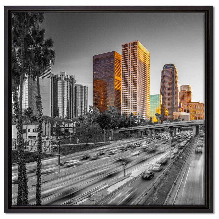 Straßenverkehr in Los Angeles auf Leinwandbild Quadratisch gerahmt Größe 60x60