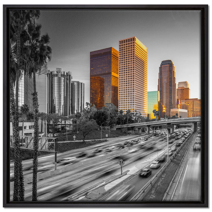Straßenverkehr in Los Angeles auf Leinwandbild Quadratisch gerahmt Größe 70x70