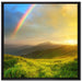 Berge mit Regenbogen am Himmel auf Leinwandbild Quadratisch gerahmt Größe 70x70