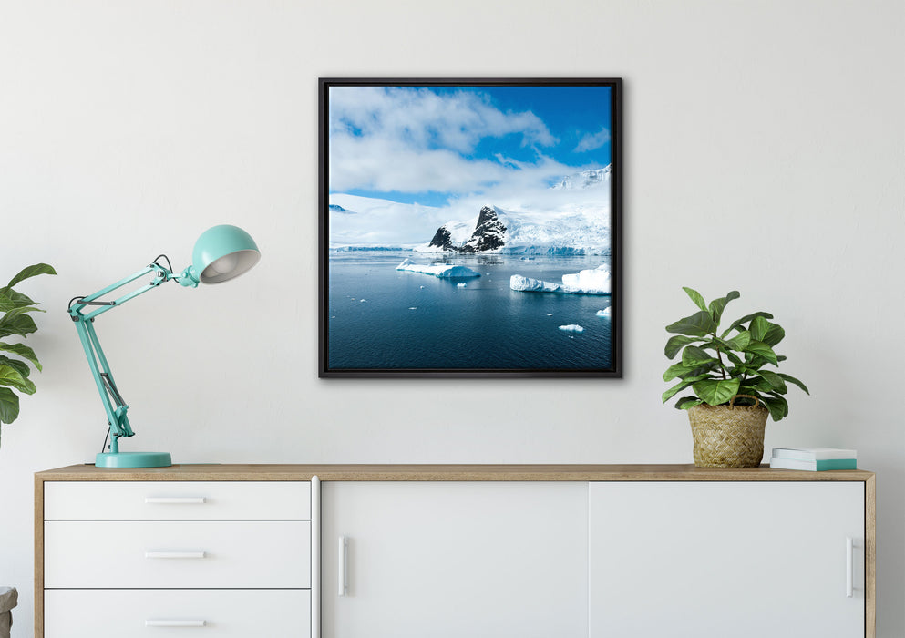 Winterlandschaft in der Antarktis auf Leinwandbild gerahmt Quadratisch verschiedene Größen im Wohnzimmer