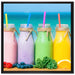 Smoothies in verschiedenen Farben auf Leinwandbild Quadratisch gerahmt Größe 70x70
