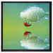 Marienkäfer Mohnblume auf Leinwandbild Quadratisch gerahmt Größe 60x60