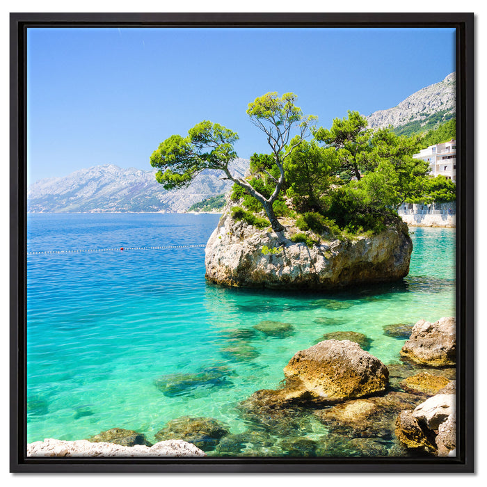 Dalmatia Strand in Kroatien auf Leinwandbild Quadratisch gerahmt Größe 60x60