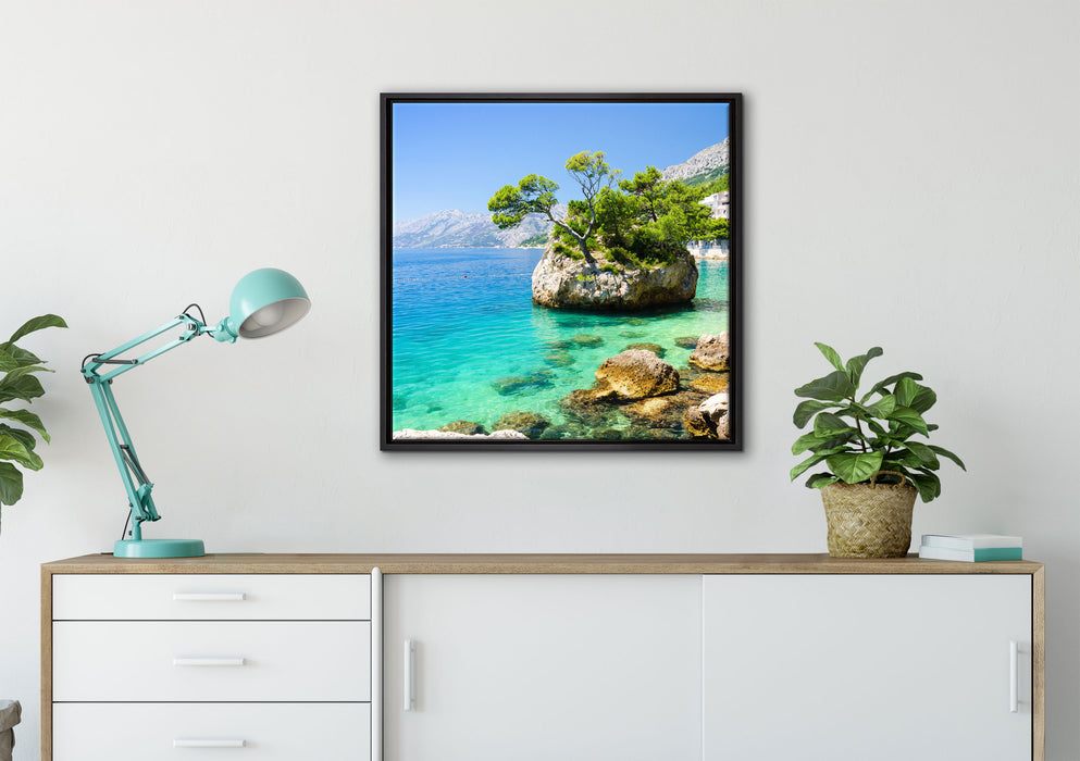 Dalmatia Strand in Kroatien auf Leinwandbild gerahmt Quadratisch verschiedene Größen im Wohnzimmer