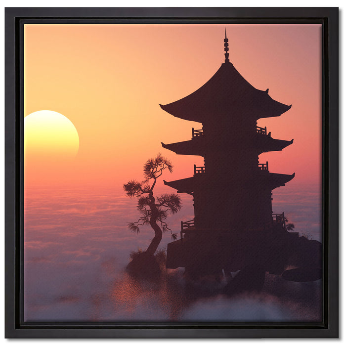 Buddhistischer Tempel in Asien auf Leinwandbild Quadratisch gerahmt Größe 40x40