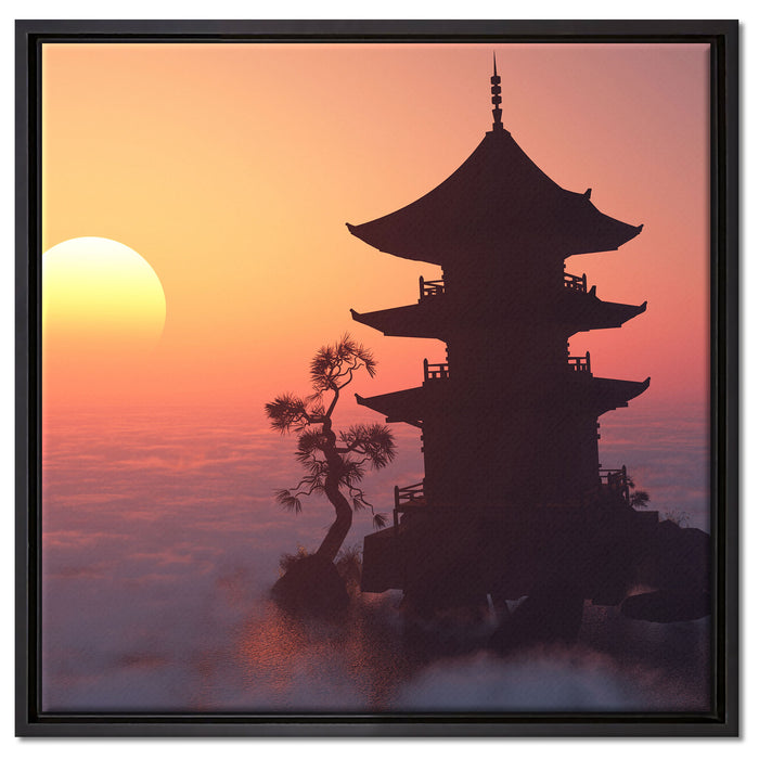 Buddhistischer Tempel in Asien auf Leinwandbild Quadratisch gerahmt Größe 60x60