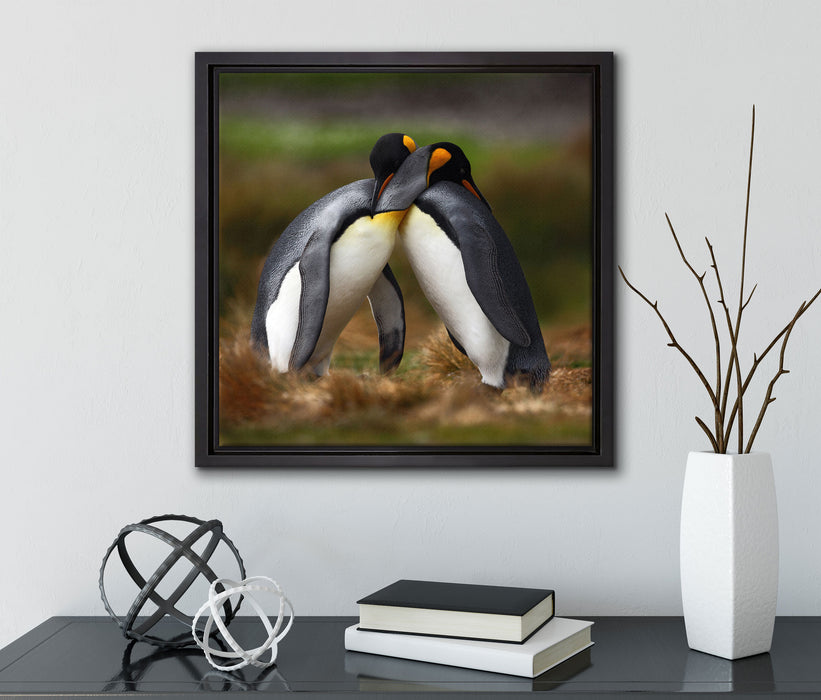 Pinguine in der Antarktis  auf Leinwandbild Quadratisch gerahmt mit Kirschblüten