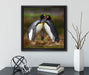 Pinguine in der Antarktis  auf Leinwandbild Quadratisch gerahmt mit Kirschblüten