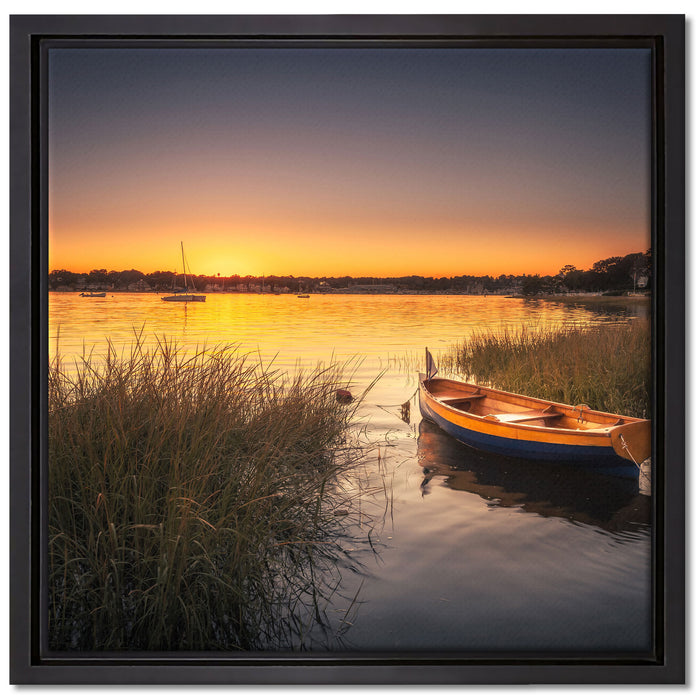 Segelschiffe an der Küste auf Leinwandbild Quadratisch gerahmt Größe 40x40