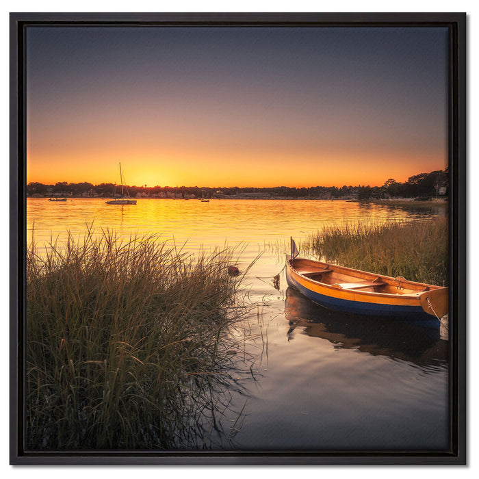 Segelschiffe an der Küste auf Leinwandbild Quadratisch gerahmt Größe 60x60