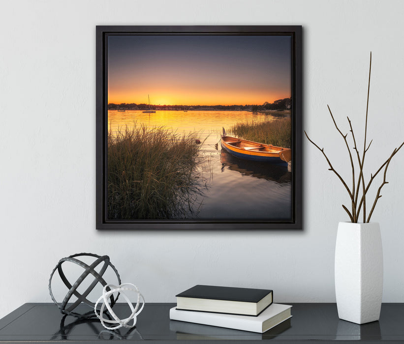 Segelschiffe an der Küste  auf Leinwandbild Quadratisch gerahmt mit Kirschblüten