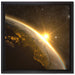 Die Sonne und Erde im Weltall auf Leinwandbild Quadratisch gerahmt Größe 40x40
