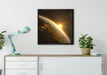 Die Sonne und Erde im Weltall auf Leinwandbild gerahmt Quadratisch verschiedene Größen im Wohnzimmer