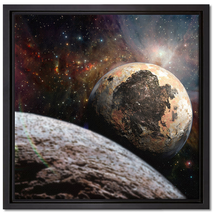 Alien Planeten im Weltall auf Leinwandbild Quadratisch gerahmt Größe 40x40