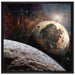 Alien Planeten im Weltall auf Leinwandbild Quadratisch gerahmt Größe 70x70