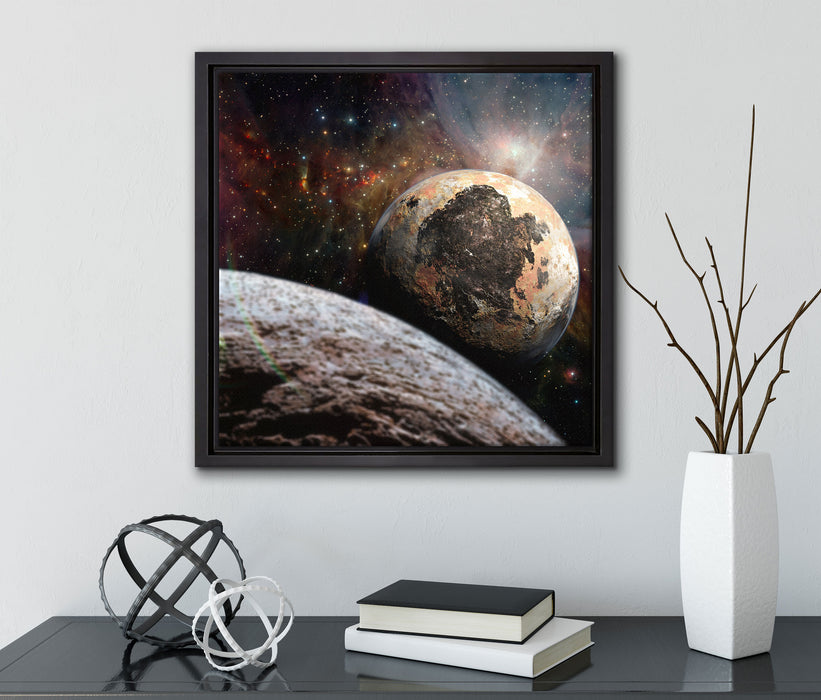 Alien Planeten im Weltall  auf Leinwandbild Quadratisch gerahmt mit Kirschblüten
