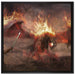 Ritter Drachen Feuer auf Leinwandbild Quadratisch gerahmt Größe 70x70