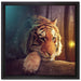 Eine Frau und ein Riesen-Tiger auf Leinwandbild Quadratisch gerahmt Größe 40x40