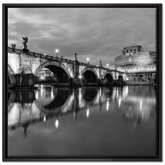 Nachtansicht von S. Angelo-Brücke auf Leinwandbild Quadratisch gerahmt Größe 70x70