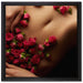 weiblicher Körper mit Rosen Blumen auf Leinwandbild Quadratisch gerahmt Größe 40x40