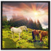 Mustangs Pferde auf den Bergen auf Leinwandbild Quadratisch gerahmt Größe 70x70