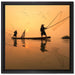 Fischer beim Angeln in Thailand auf Leinwandbild Quadratisch gerahmt Größe 40x40