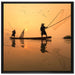 Fischer beim Angeln in Thailand auf Leinwandbild Quadratisch gerahmt Größe 70x70