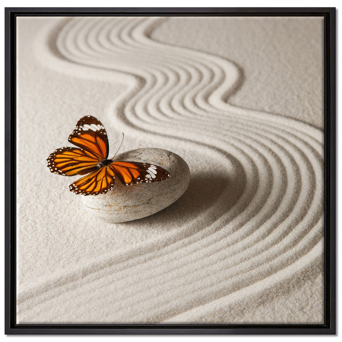 Zen Schmetterling auf Leinwandbild Quadratisch gerahmt Größe 70x70