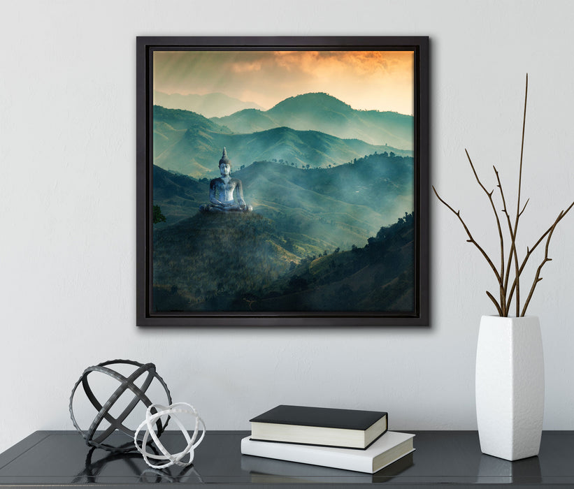 Buddha im Tal der Dunkelheit  auf Leinwandbild Quadratisch gerahmt mit Kirschblüten