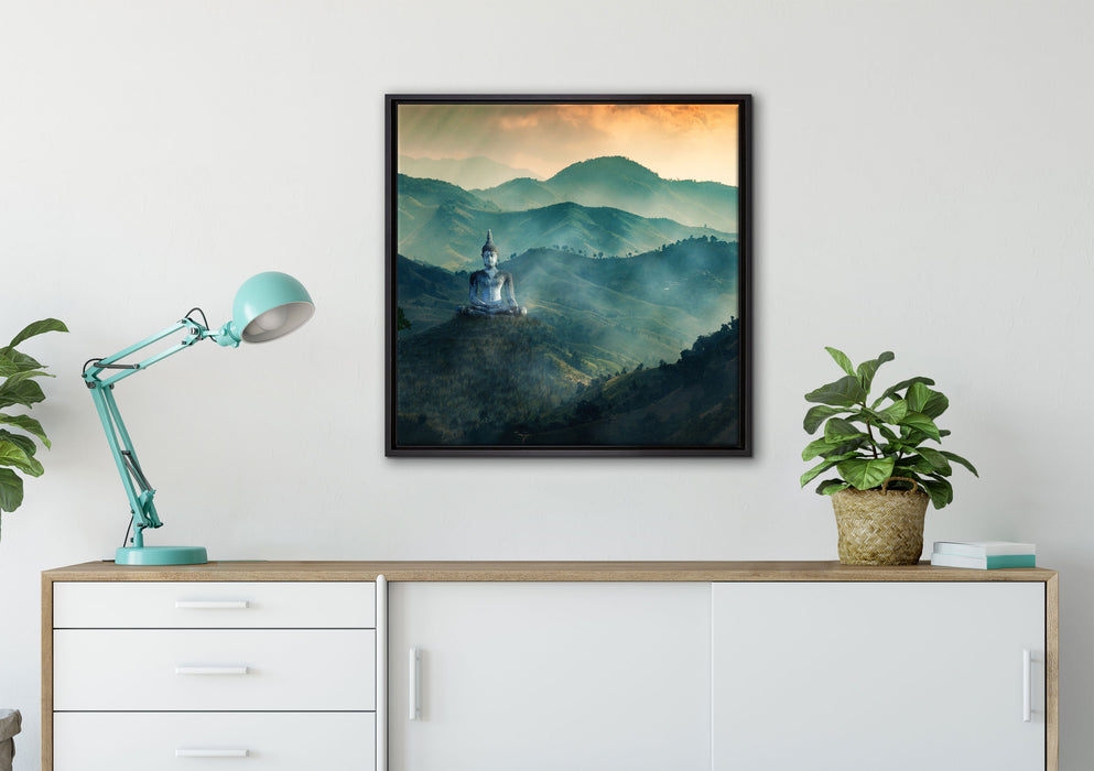 Buddha im Tal der Dunkelheit auf Leinwandbild gerahmt Quadratisch verschiedene Größen im Wohnzimmer