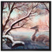 Drache im schneebedeckten Wald auf Leinwandbild Quadratisch gerahmt Größe 70x70