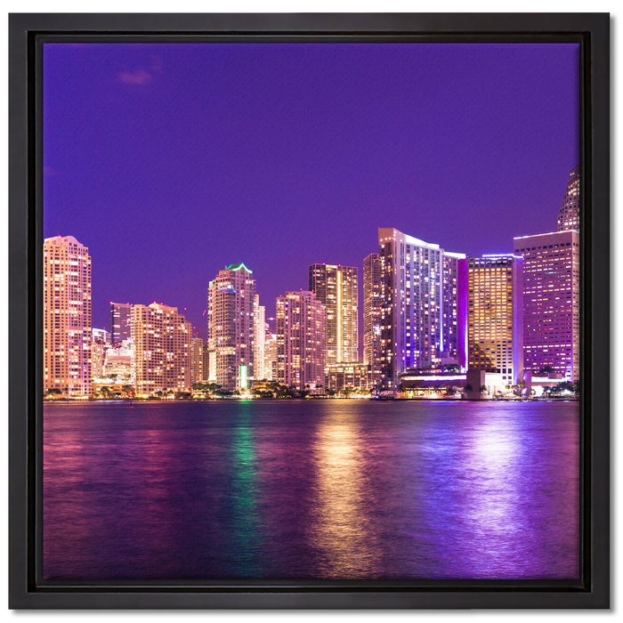 Skyline von Miami Florida auf Leinwandbild Quadratisch gerahmt Größe 40x40