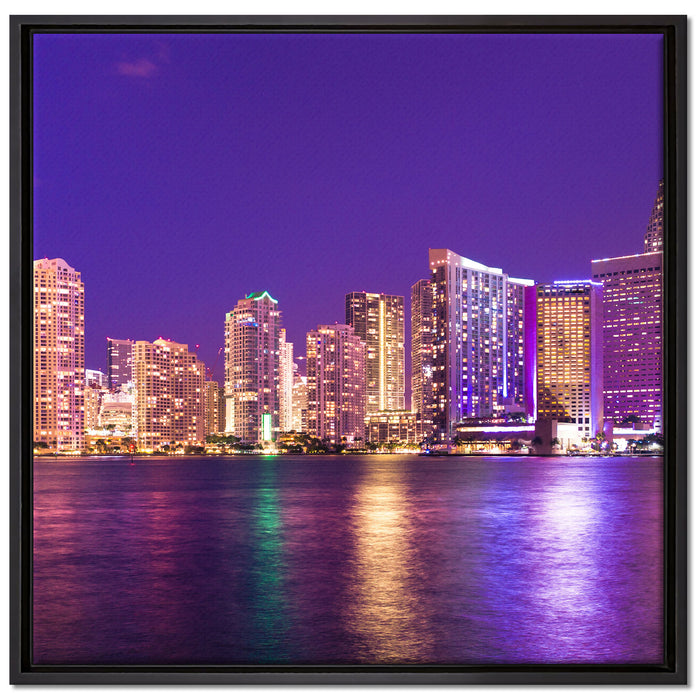 Skyline von Miami Florida auf Leinwandbild Quadratisch gerahmt Größe 70x70