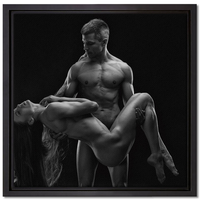 Nude sexy Paar auf Leinwandbild Quadratisch gerahmt Größe 40x40