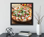 Prosciutto Pizza auf Holztisch  auf Leinwandbild Quadratisch gerahmt mit Kirschblüten